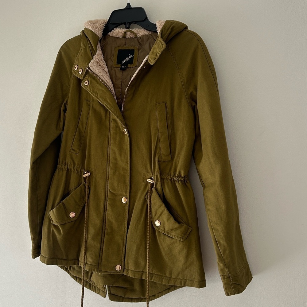 Olive Hooded Parka Jacket - Picture 3 of 12